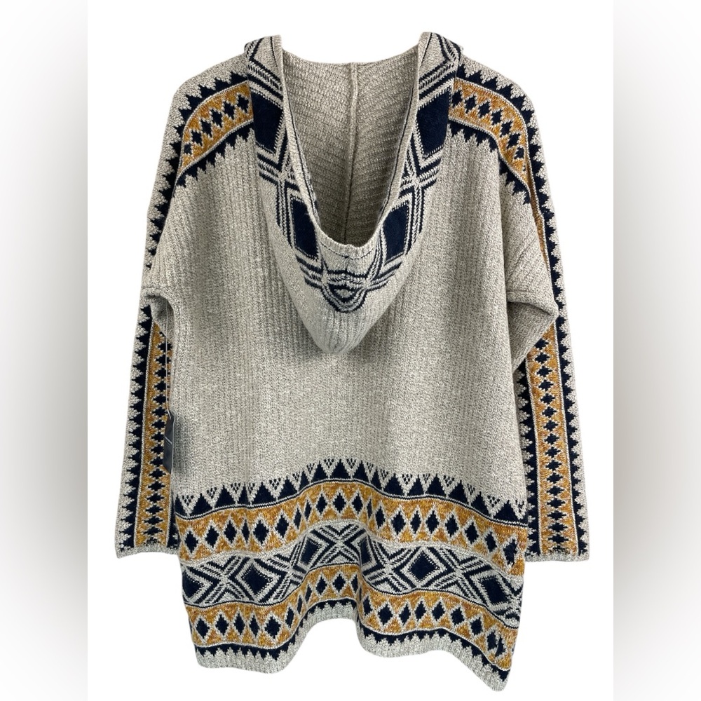 NWT Lucky Brand Women’s Tribal Hooded Open Front Cardigan Sweater Size 1X - Picture 3 of 13